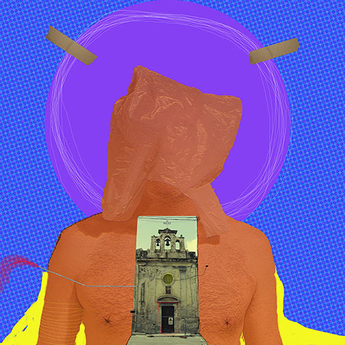 Catholic vantage, digital collage by Jay Rechsteiner
