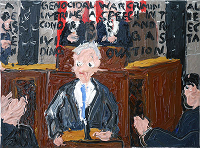 Bad Paintinng 385 by Jay Rechsteiner - Netanyah giving a speech in US cogress