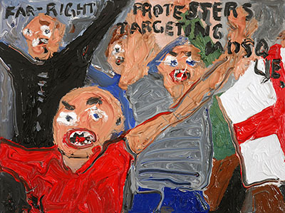 Bad Painting 386 by Jay Rechsteiner, Southport far-right protesters attacking mosque